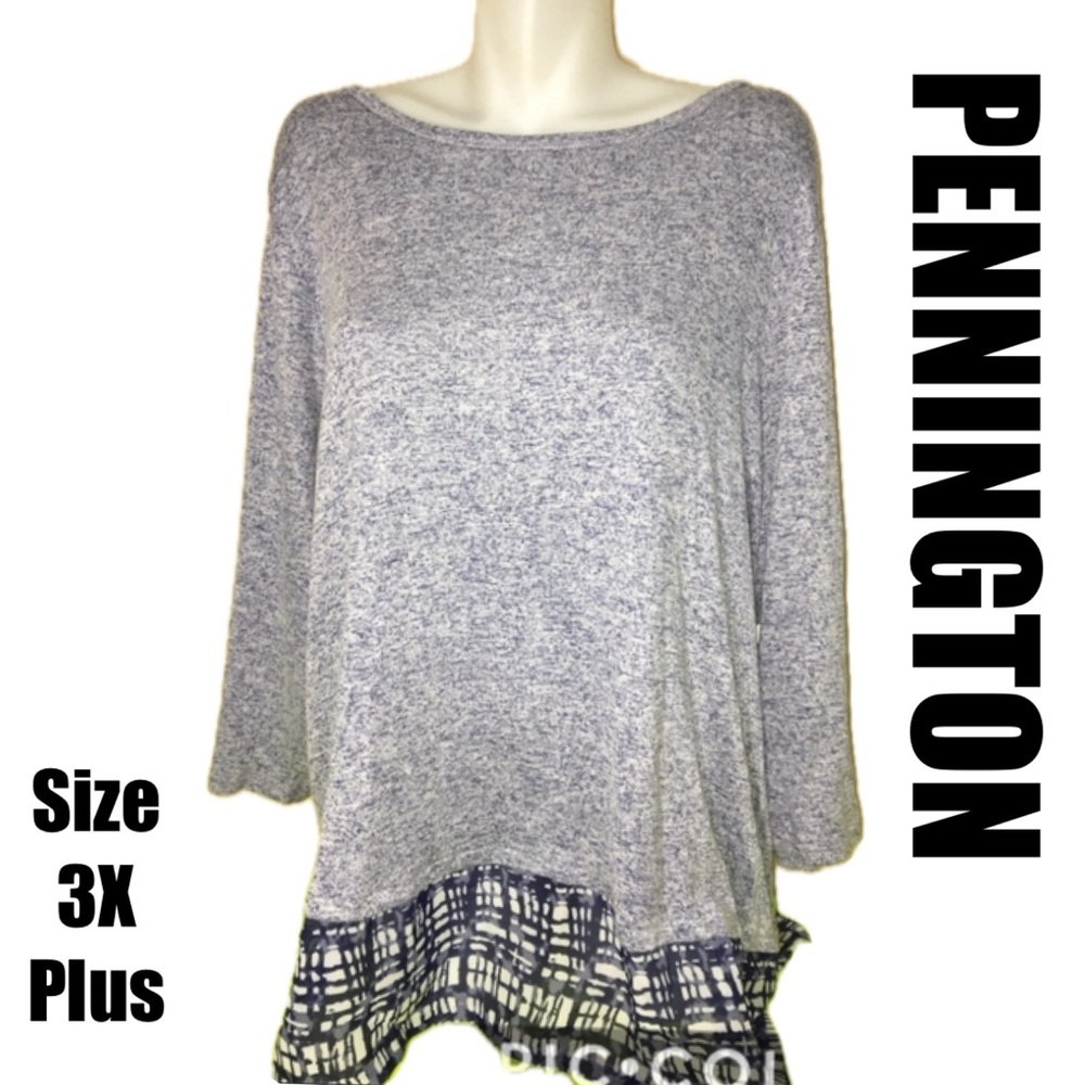 NEW NWT PENNINGTONS  SPACE DYE SCOOP NECK TUNIC CHIFFON SIZE 3X PLUS